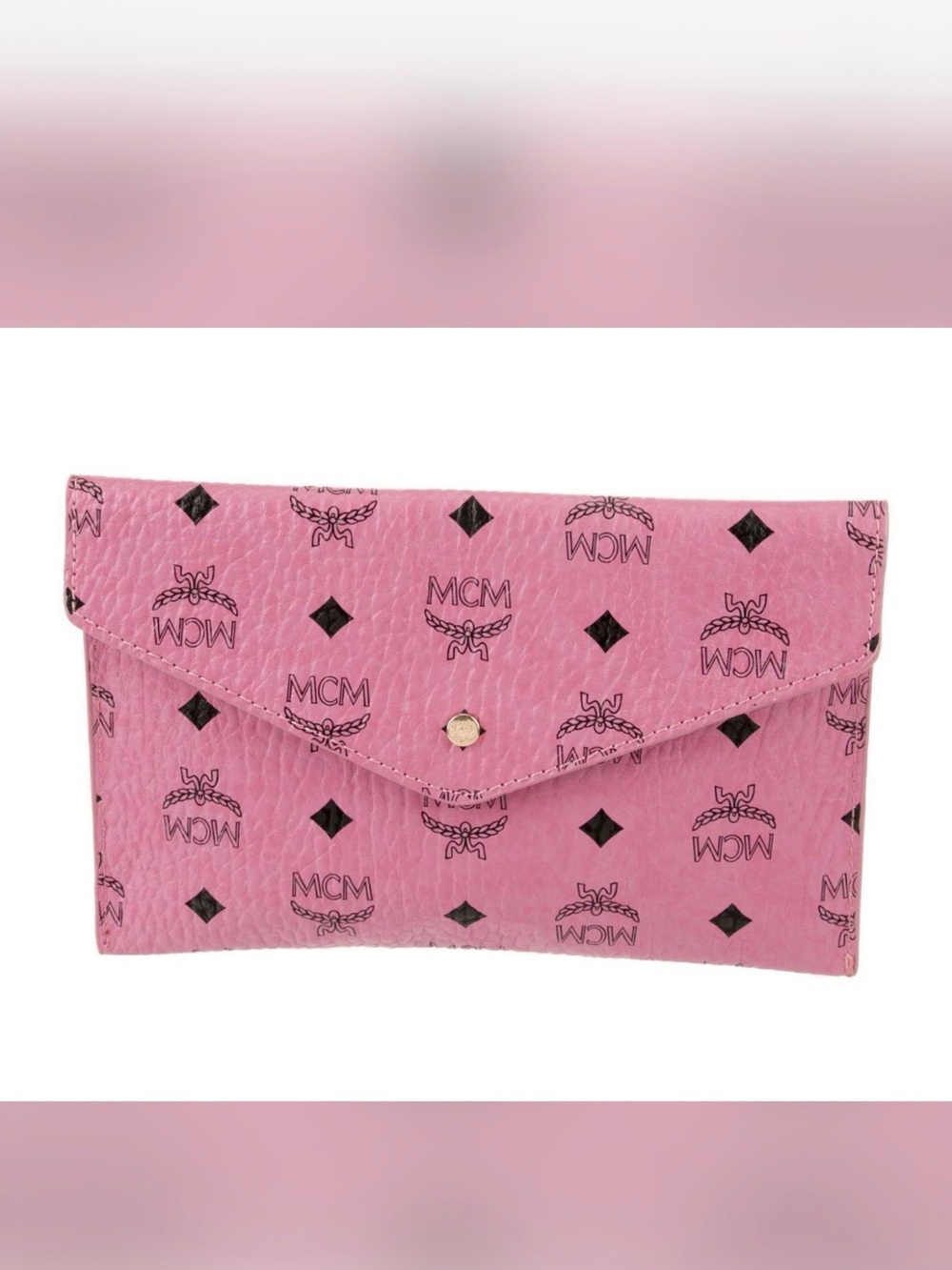 MCM Pink Logo Envelope Wallet with Black Motif